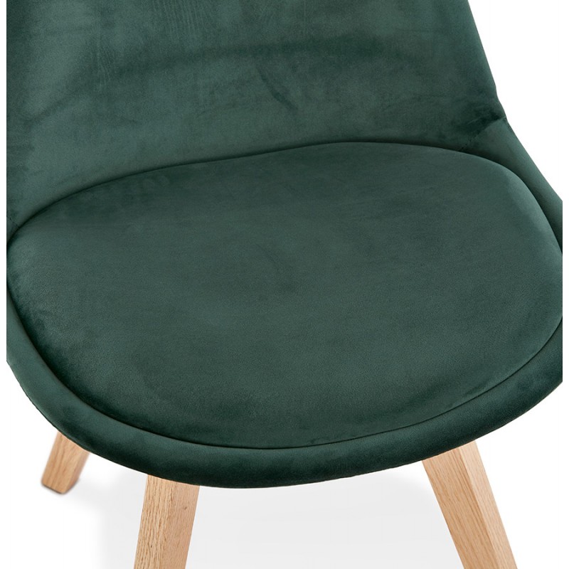 LeONORA Naturfarbene Füße Samt Design Stuhl (grün) - image 47168