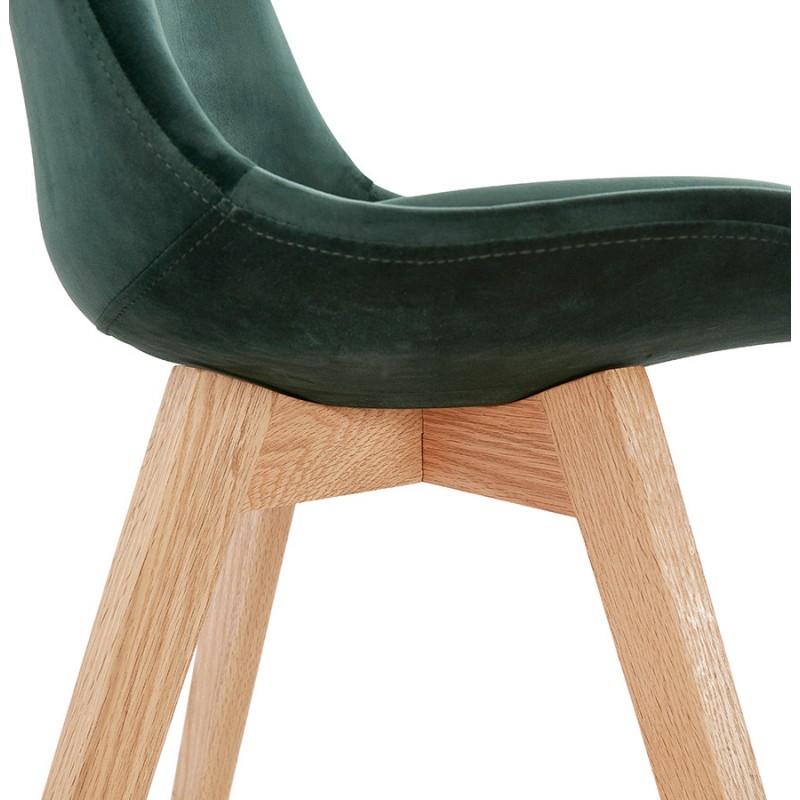 LeONORA Naturfarbene Füße Samt Design Stuhl (grün) - image 47170