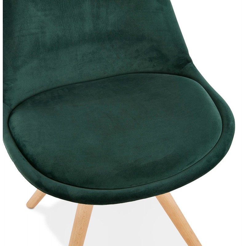 Chaise design scandinave en velours pieds couleur naturelle ALINA (vert) - image 47178