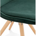 Chaise design scandinave en velours pieds couleur naturelle ALINA (vert)