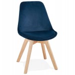 LeONORA (blue) Scandinavian design chair in natural-coloured footwork