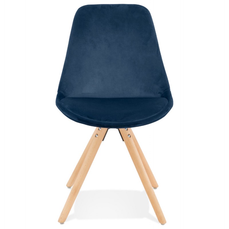 Chaise design scandinave en velours pieds couleur naturelle ALINA (bleu) - image 47196