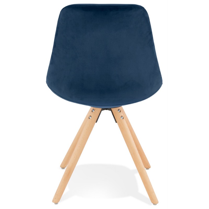 Chaise design scandinave en velours pieds couleur naturelle ALINA (bleu) - image 47199