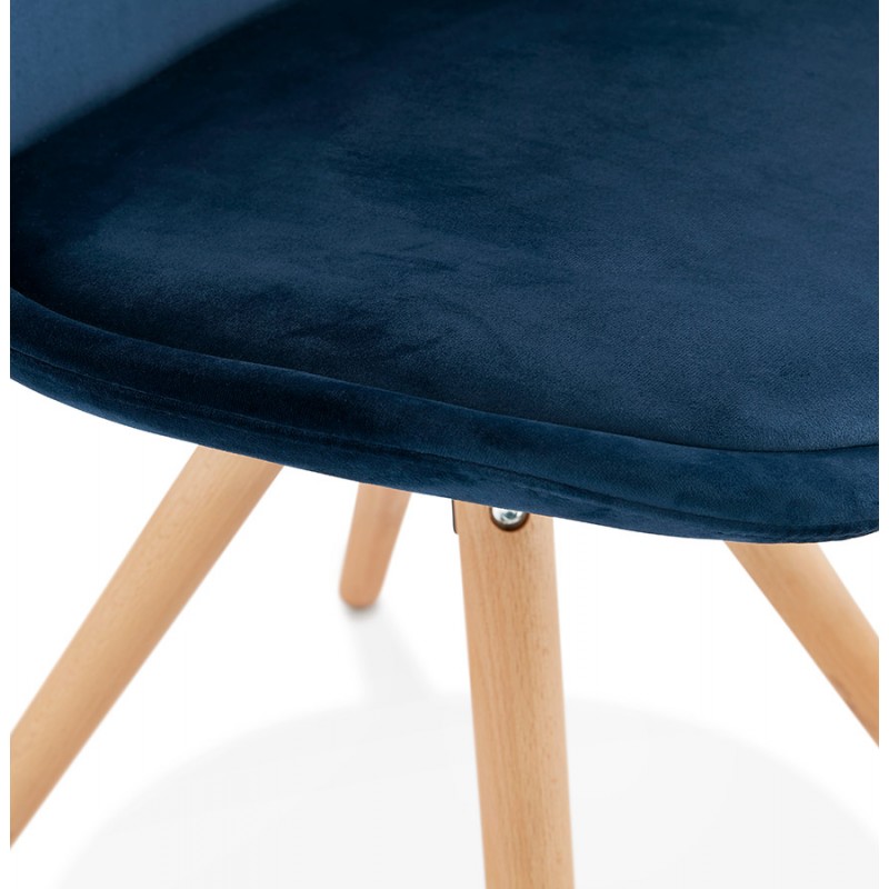 Chaise design scandinave en velours pieds couleur naturelle ALINA (bleu) - image 47202