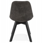 Chaise design et vintage en microfibre pieds noirs THARA (gris foncé)