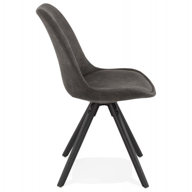 INDUSTRIAL Design Stuhl in Mikrofaser schwarze Füße SOLEA (dunkelgrau) - image 47249