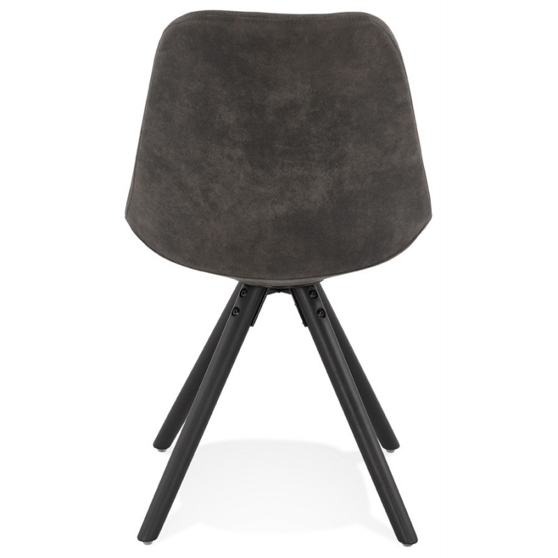 INDUSTRIAL Design Stuhl in Mikrofaser schwarze Füße SOLEA (dunkelgrau) - image 47251