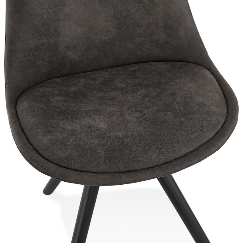 INDUSTRIAL Design Stuhl in Mikrofaser schwarze Füße SOLEA (dunkelgrau) - image 47253