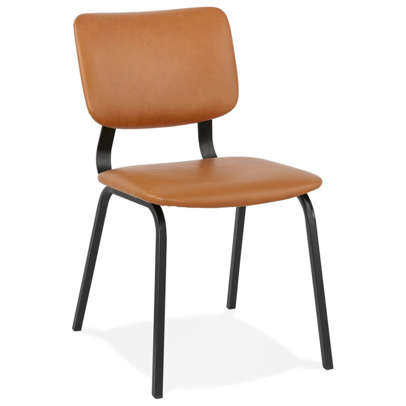 Vintage Stuhl und industrielle Füße schwarz CYPRIELLE (braun) - image 47290