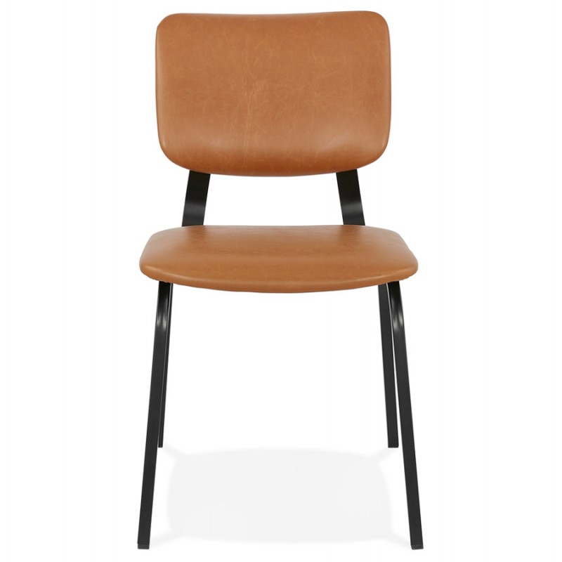 Chaise vintage et industrielle pieds noirs CYPRIELLE (marron) - image 47291