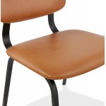 Chaise vintage et industrielle pieds noirs CYPRIELLE (marron)