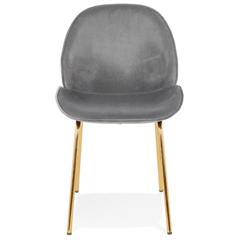 Chaise vintage et rétro en velours pieds dorés TYANA (gris foncé) - image 47297