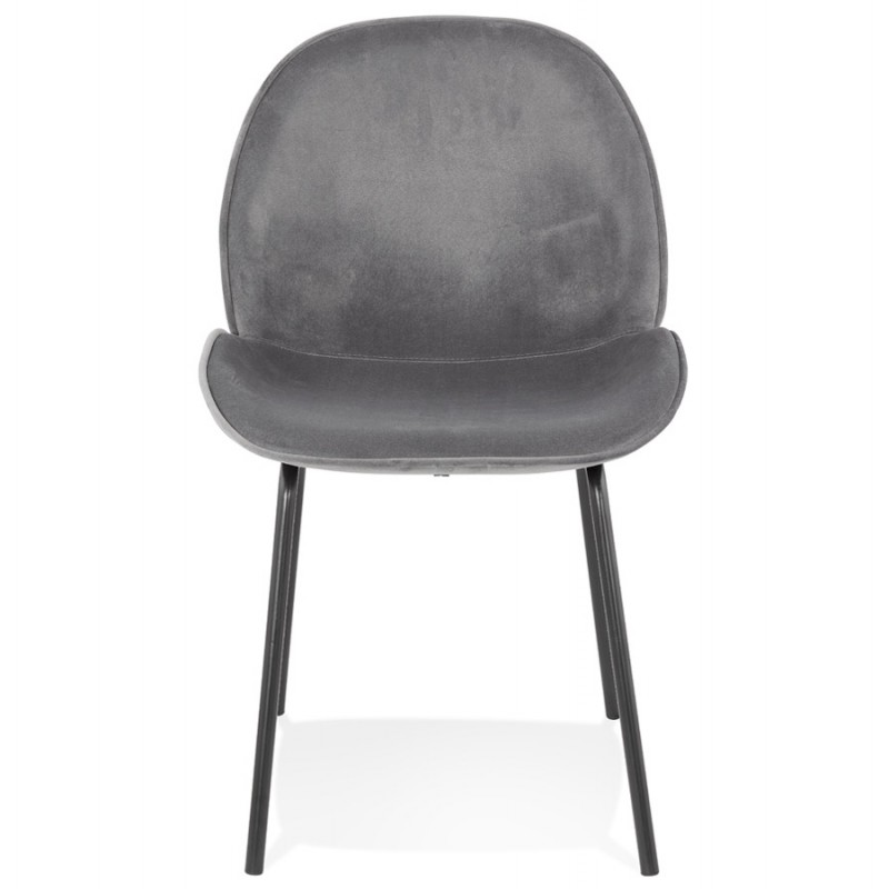 Chaise vintage et rétro en velours pieds noirs TYANA (gris foncé) - image 47316
