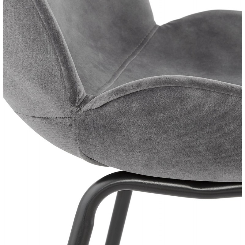 Chaise vintage et rétro en velours pieds noirs TYANA (gris foncé) - image 47325