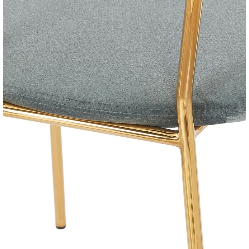 Chaise vintage et rétro en velours pieds dorés NOALIA (gris clair) - image 47350