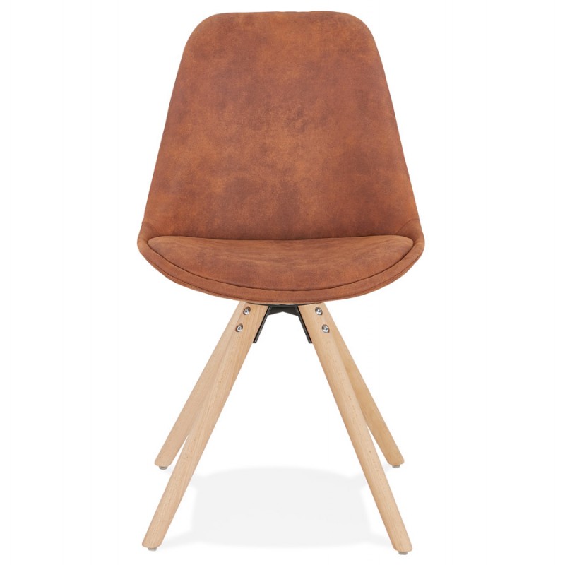 Scandinavian design chair in natural-coloured microfiber feet SOLEA (brown) - image 47378