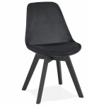 Vintage and industrial chair in velvet black feet LEONORA (black)