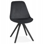 Vintage and industrial chair in velvet black woodfeet ALINA (black)