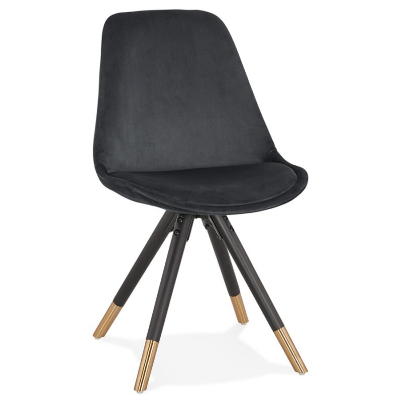 SuZON silla vintage y retro de patas doradas y negras (negro) - image 47447
