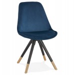 SUZON Sormand und Retro Samt Stuhl in schwarz und gold Füße (blau)