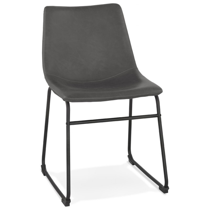 Vintage Stuhl und industrielle schwarze Metallfüße JOE (dunkelgrau) - image 47468