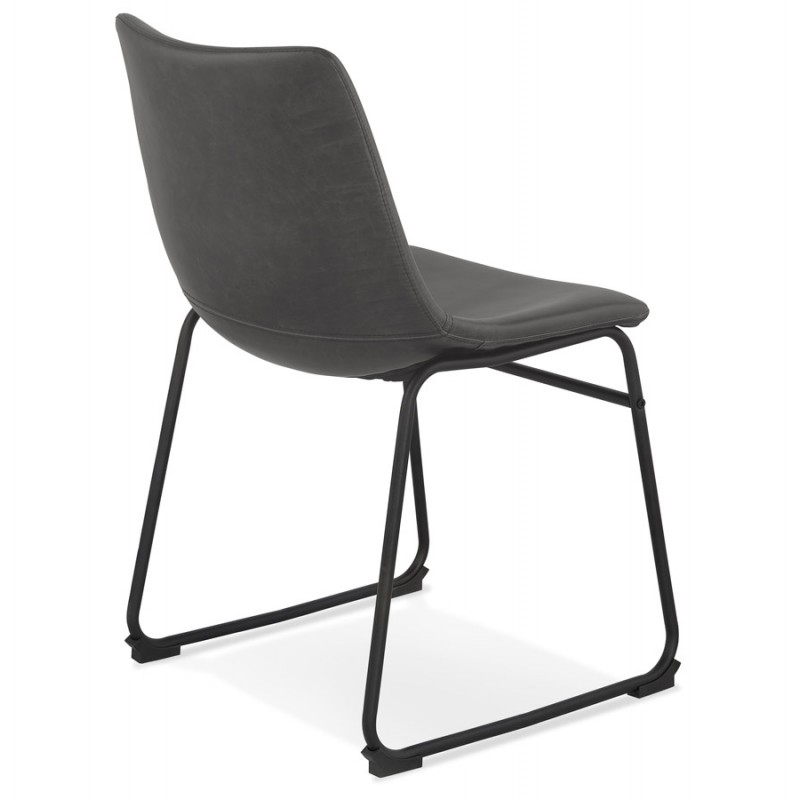 Vintage Stuhl und industrielle schwarze Metallfüße JOE (dunkelgrau) - image 47471