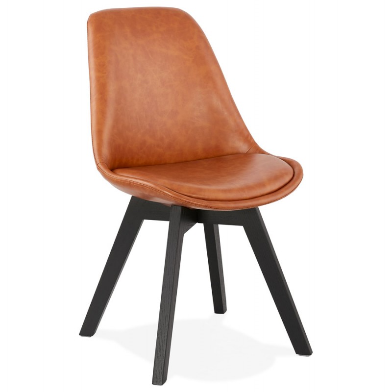 Vintage Stuhl und industrielle Füße schwarz Holz Füße MANUELA (braun) - image 47484