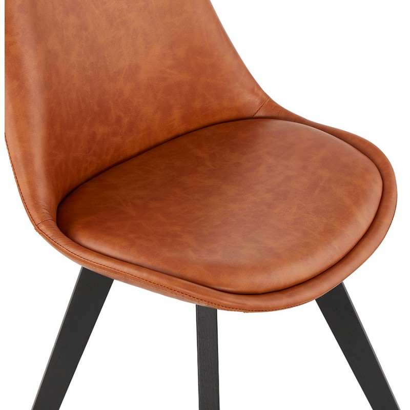 Vintage Stuhl und industrielle Füße schwarz Holz Füße MANUELA (braun) - image 47489