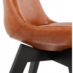 Chaise vintage et industrielle pieds bois noir MANUELA (marron)