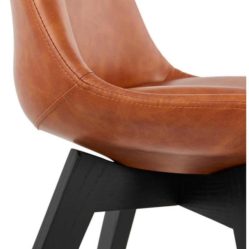 Vintage Stuhl und industrielle Füße schwarz Holz Füße MANUELA (braun) - image 47492