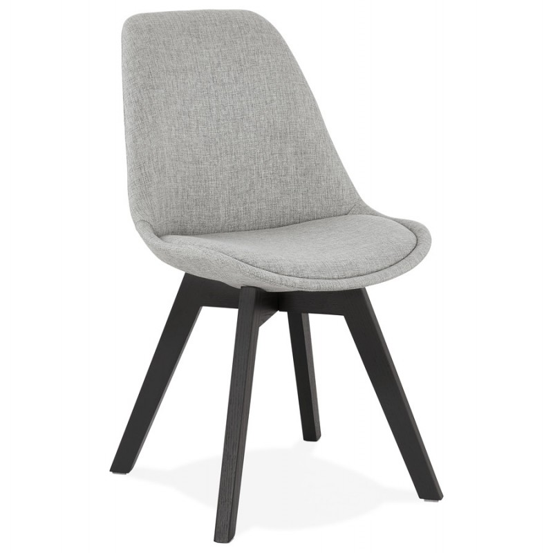NAYA schwarz Holz Fuß Stoff Design Stuhl (grau) - image 47495