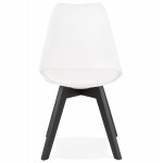 DESIGN Stuhl mit Füßen schwarz Holz MAILLY (weiß)