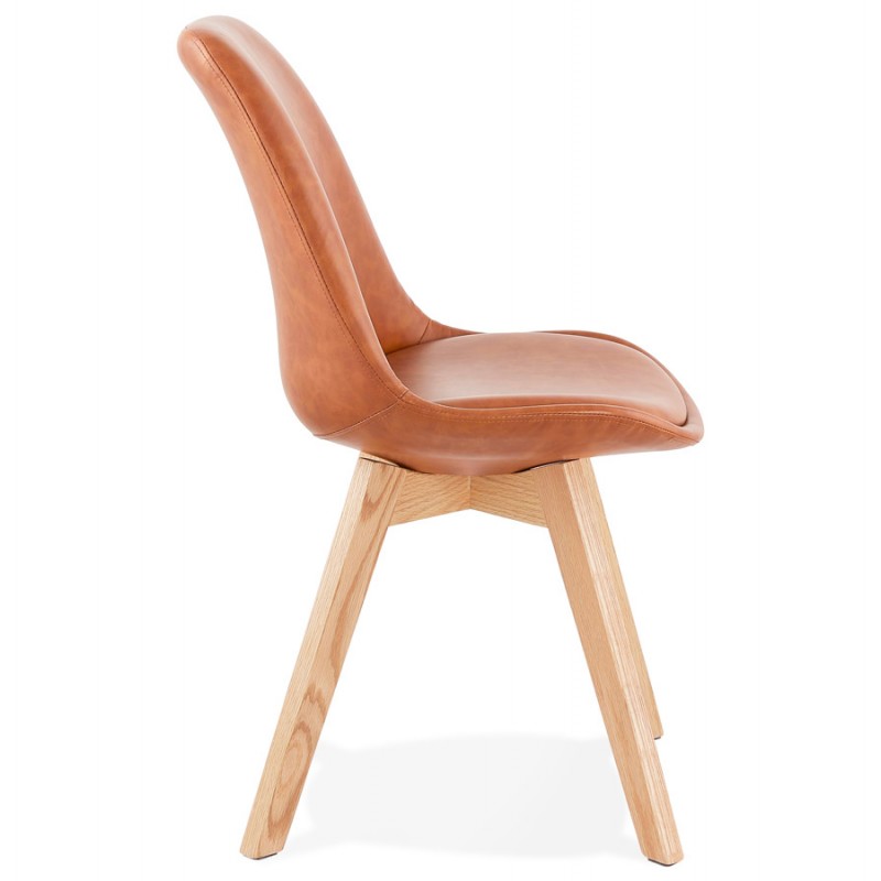 Vintage Stuhl und industrielle Holzfüße natürliche Oberfläche MANUELA (braun) - image 47537