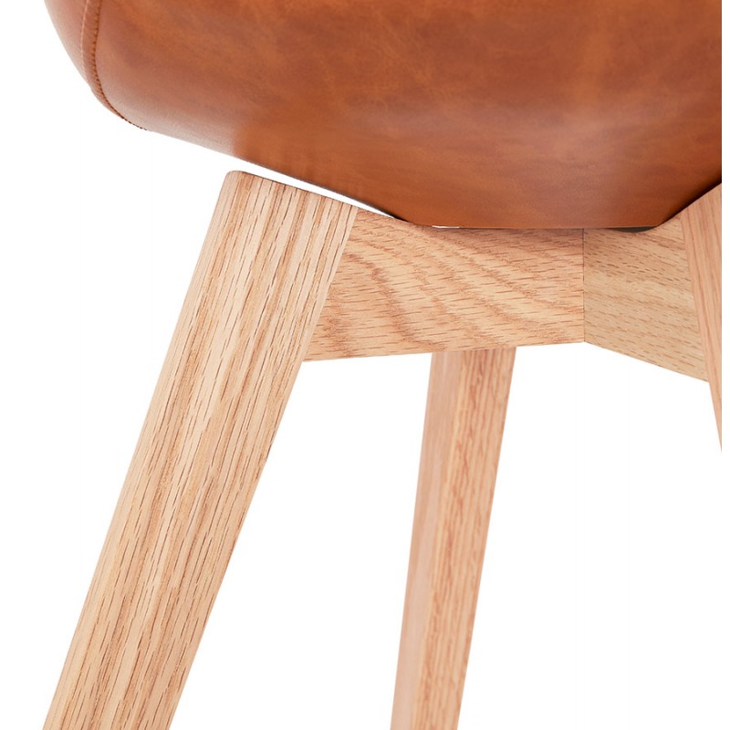 Vintage Stuhl und industrielle Holzfüße natürliche Oberfläche MANUELA (braun) - image 47543