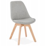 DESIGN Stuhl aus Stoff Füße Holz natürliche Oberfläche NAYA (grau)