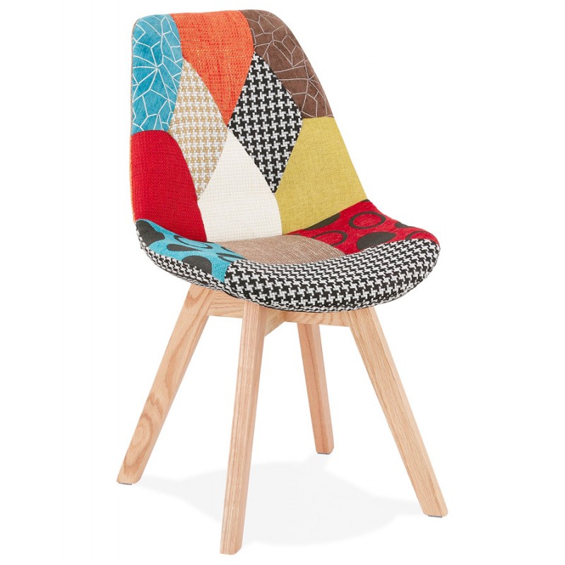 Sedia in tessuto patchwork bohemien rifinito in modo naturale MariKA (multicolore) - image 47550
