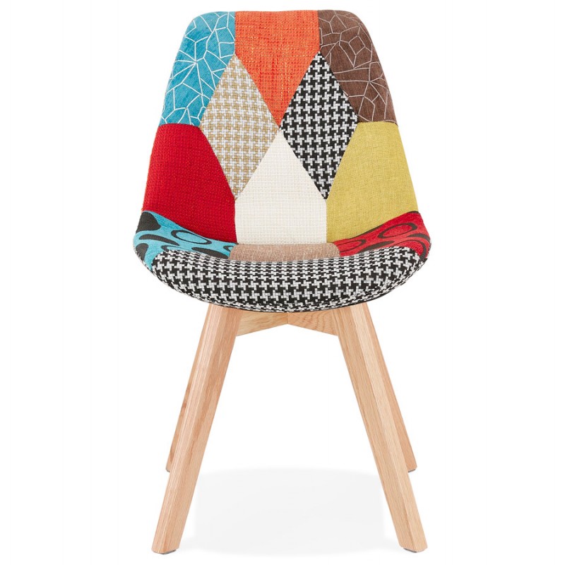 Chaise bohème patchwork en tissu pieds bois finition naturelle MARIKA (multicolore) - image 47551