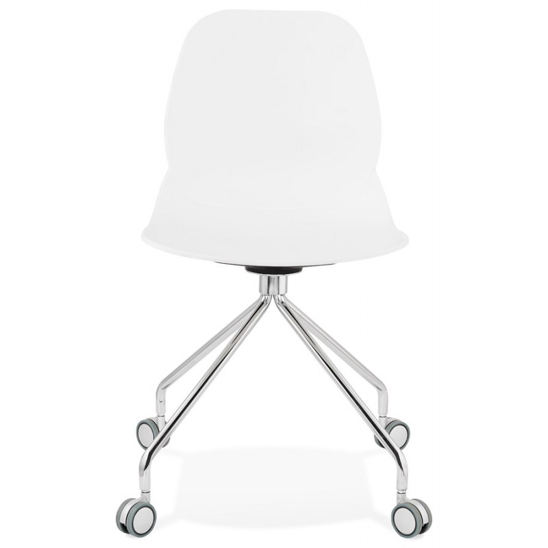 Chaise de bureau sur roulettes pied métal chromé MARIANA (blanc) - image 47558