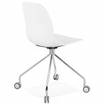 Chaise de bureau sur roulettes pied métal chromé MARIANA (blanc)