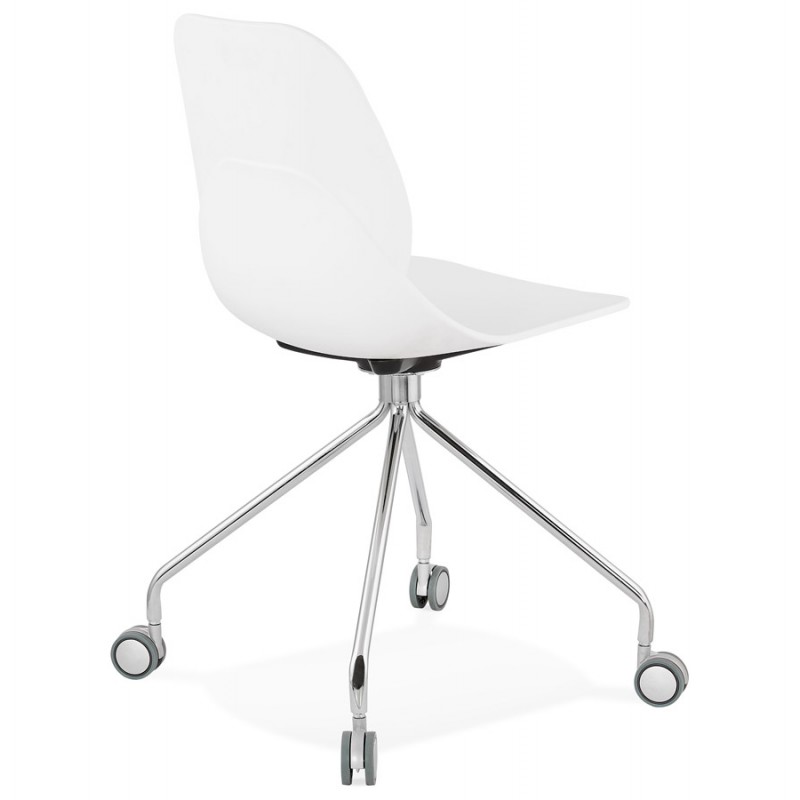 Chaise de bureau sur roulettes pied métal chromé MARIANA (blanc) - image 47560