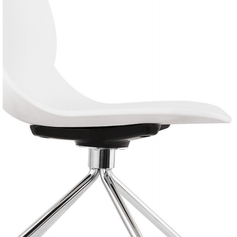 MarianA chrome metal foot desk chair (white) - image 47564