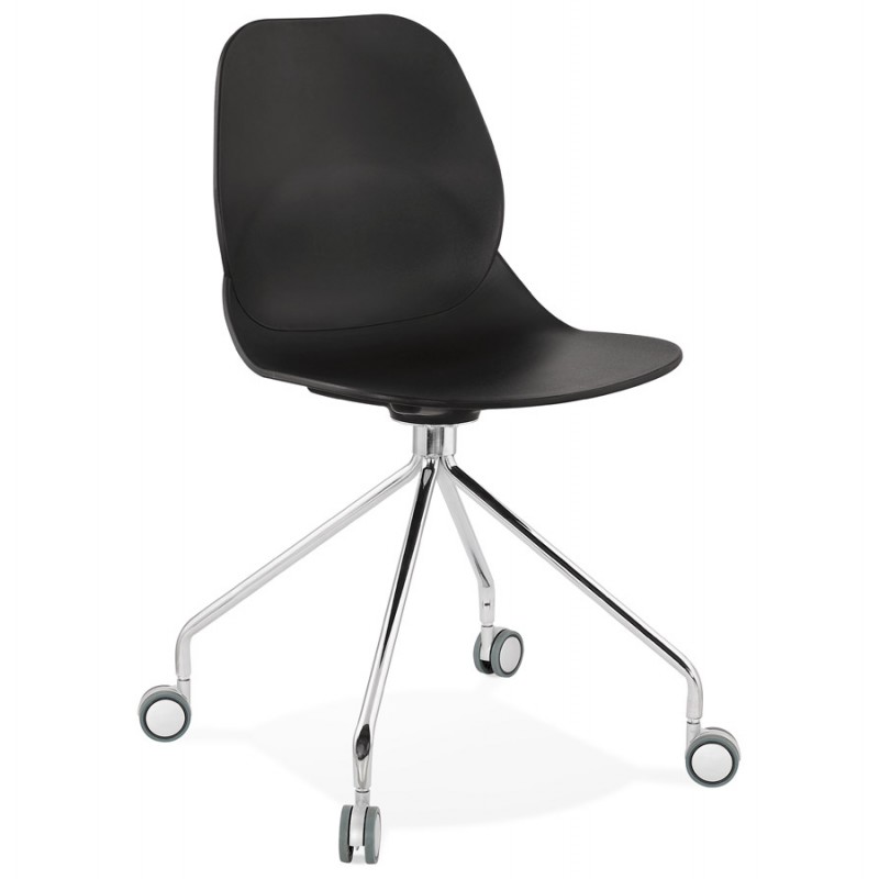 MarianA chrome metal foot desk chair (black) - image 47567