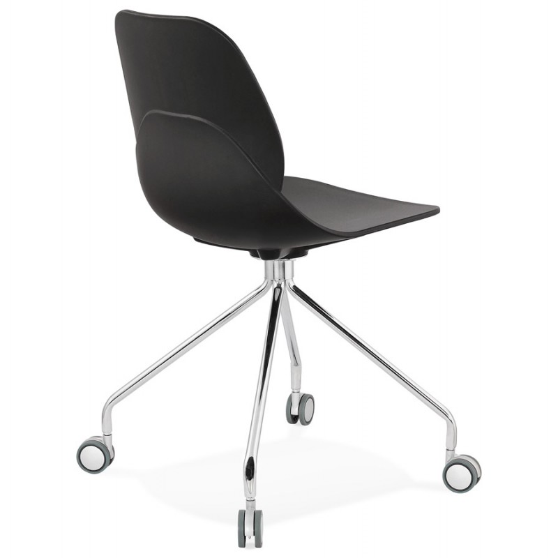 Chaise de bureau sur roulettes pied métal chromé MARIANA (noir) - image 47570