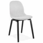 Design e sedia contemporanea in tessuto piedi piedi in legno nero piedi MARTINA (grigio chiaro)
