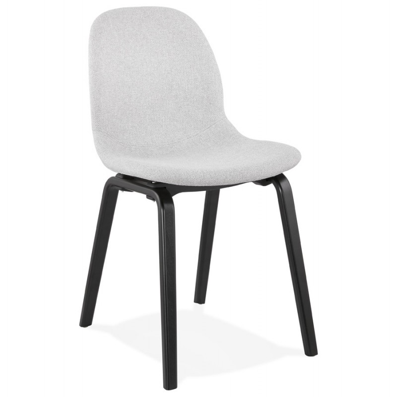 Design e sedia contemporanea in tessuto piedi piedi in legno nero piedi MARTINA (grigio chiaro) - image 47613