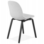 Chaise design et contemporaine en tissu pieds bois noirs MARTINA (gris clair)
