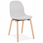 Design chair and Scandinavian fabric feet wood natural finish MARTINA (light grey)