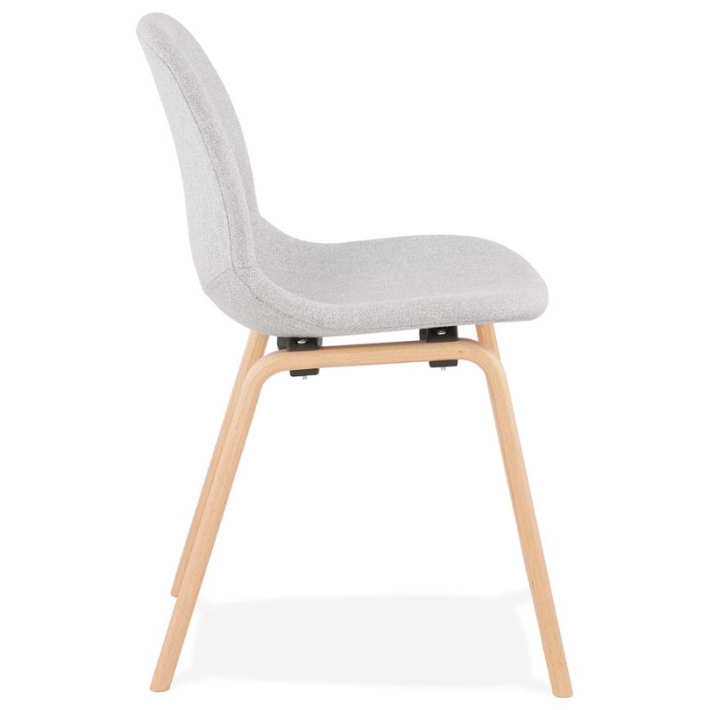 Design chair and Scandinavian fabric feet wood natural finish MARTINA (light grey) - image 47625