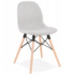 Design chair and Scandinavian fabric feet wood natural finish and black MASHA (light grey)