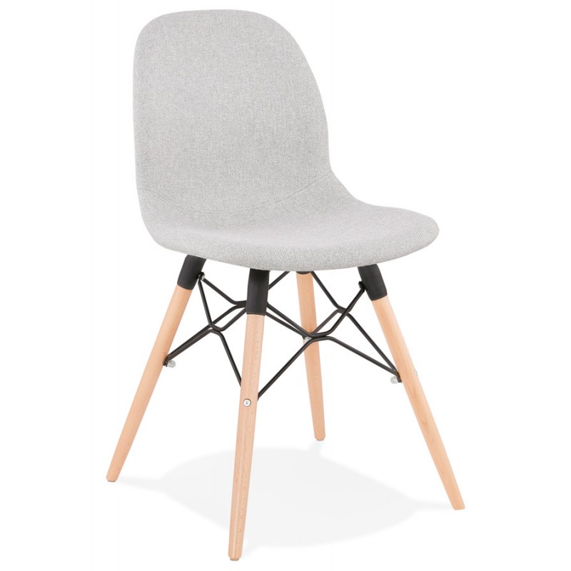 Chaise design et scandinave en tissu pieds bois finition naturelle et noir MASHA (gris clair) - image 47643